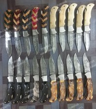 Lot of 20 PCS Handmade Damascus Steel Back Lock Folding Pocket knife with pouch