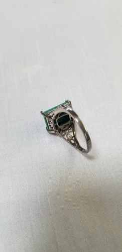 Blue Green Crysocolla Ring In Platinum Over Sterling Size 10 - Picture 5 of 6
