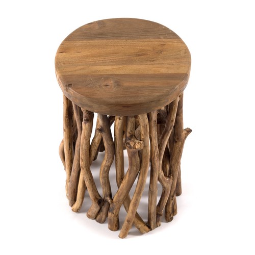 COUCHTISCH "WOODS" | 45x30 cm, Mahagoni | runder Beistelltisch, Holz Schemel - Bild 3 von 6