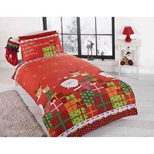 Image of CHRISTMAS DUVET COVER SETS BEDDING KIDS SANTA REINDEER - JUNIOR SINGLE DOUBLE 