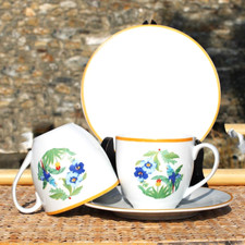 Paire de tasses + soucoupes porcelaine modèle ARA Pier Import /1 - Egypte