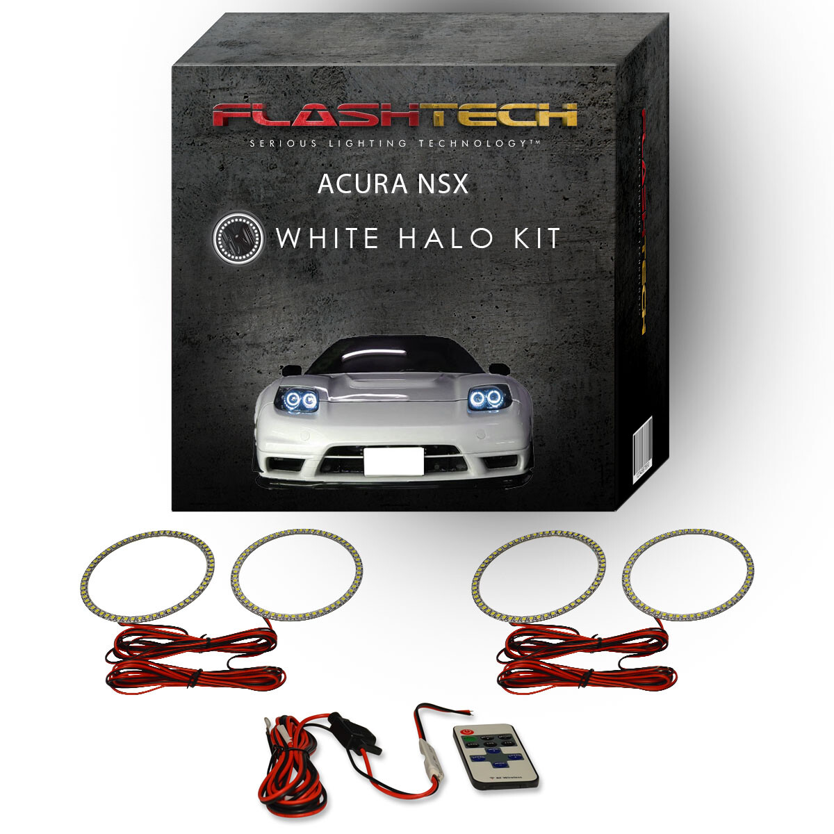 White Angel Eye LED Halo Ring kit & RF Remote for 2002-2005 Acura NSX Headlights