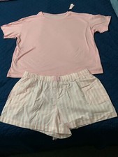 NWT VICTORIA'S SECRET COTTON SHORT TEE-JAMA SET PJ TEE  SHORT SET XLARGE