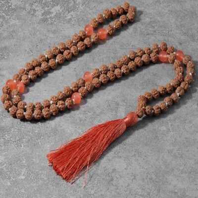8mm Natural knot Rudraksha agate gemstone beads necklace Classic Prayer