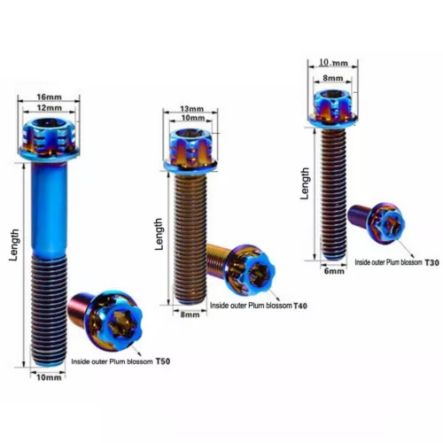 1 Stück Ti Titan Torxkopf Flanschschraube M6 M8 M10 15 20 25 30 35 40 45 50 55 60 mm - Bild 2 von 18