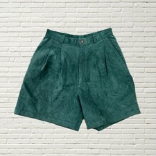 Vintage 90s Dark Green Suede Leather Shorts - The Limited Xs