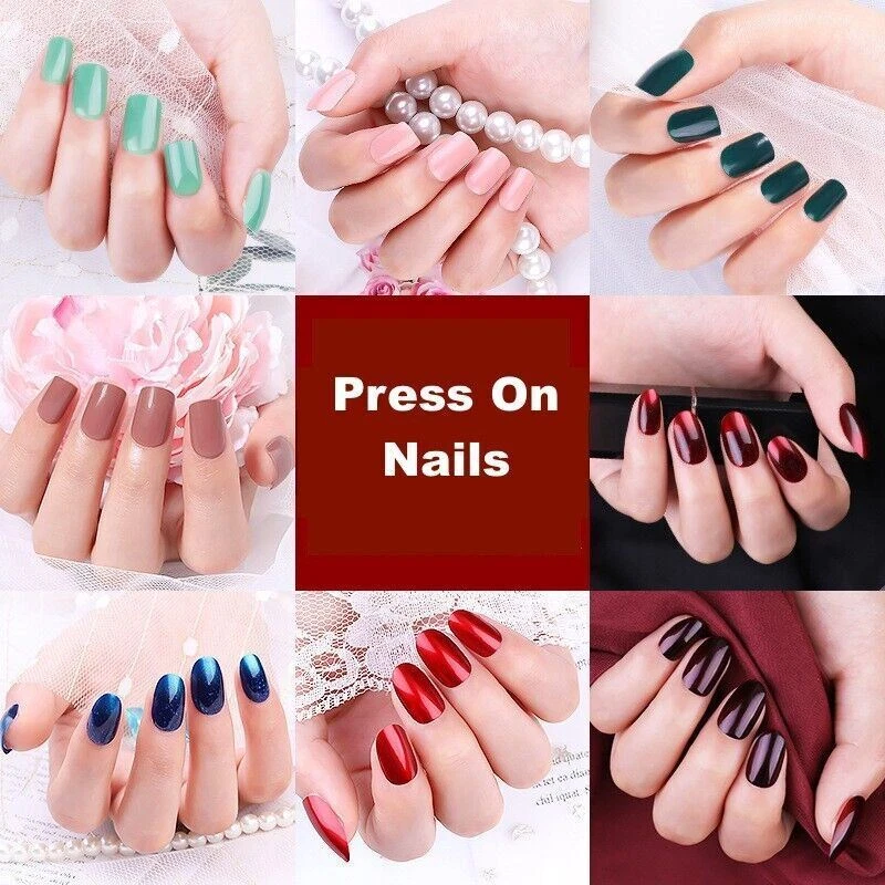 24 Pcs Set Press On Fake Nails Full Cover False Nail Tip Art French Manicure
