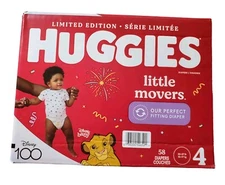 Huggies Little Movers Baby Diapers Size 4 Disney Lion King Limited Edition 58 ct