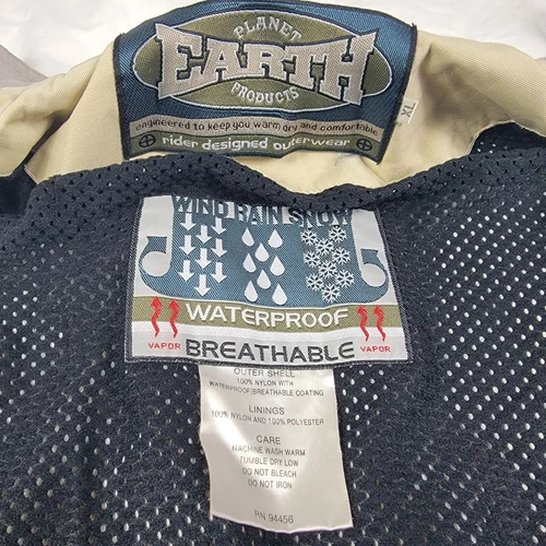 Planet Earth Products Mens XL Beige Waterproof Jacket Winter Rain Outdoors Camp image 4