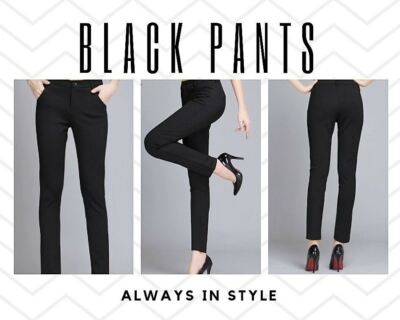 Womens Petite Black Pants Casual Office Work Wear Slim Elegant Ladies  Trousers M | eBay UK