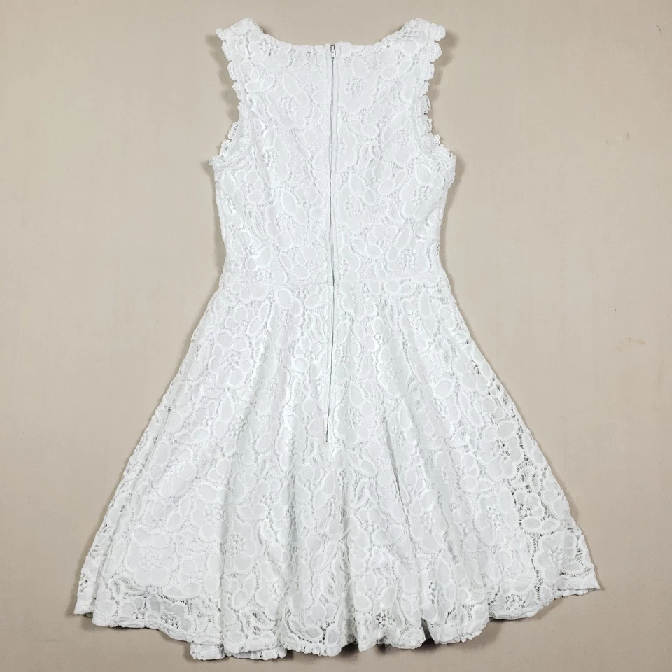 Винтажный город треугольники платье женщин Junior 1 белый кружевной оболочка без рукавов мини Y2K - Изображение 2 из 4