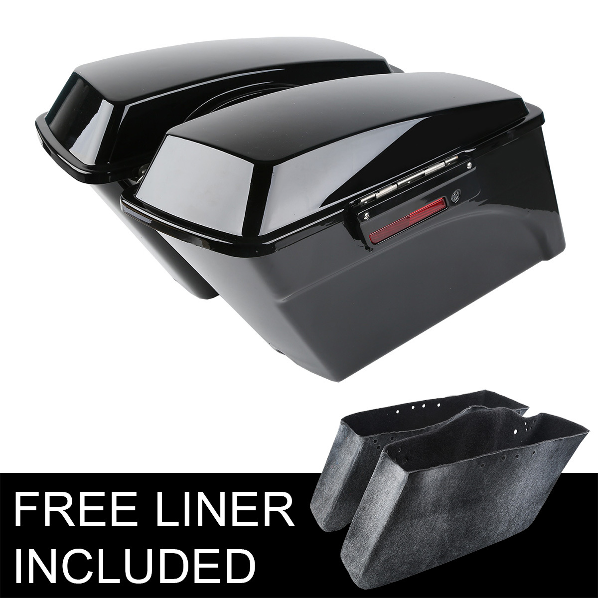 Vivid Black Hard Saddlebags Bag & Latch Keys Fit For Harley