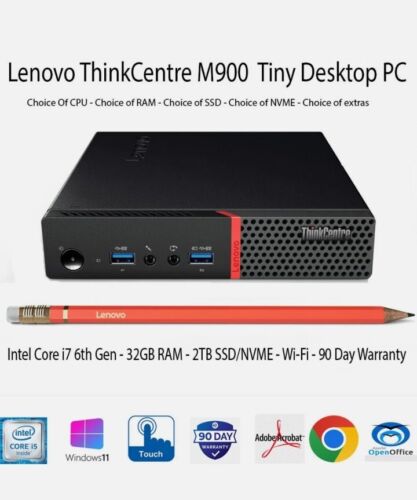 Lenovo M900 Intel Core i7 6 Generation  32GB DDR4 RAM 1TB SSD NVME Windows 11Pro - Picture 1 of 1