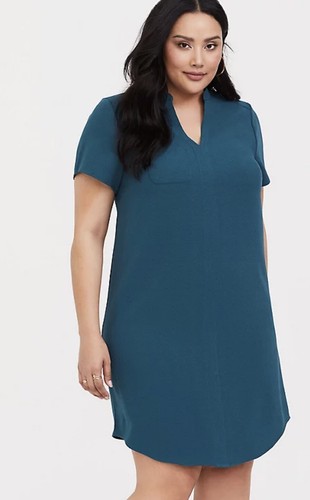 Womens Torrid Teal Crepe Shift Dress 