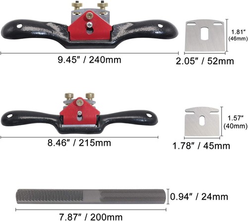 2pcs 9" 10" Adjustable Spokeshave With Replacement Blades And 4way Rasp File Man - Picture 2 of 3