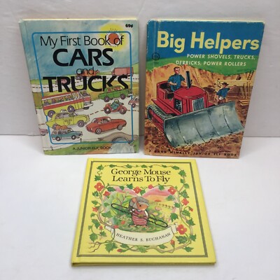 3 Vintage Junior Elf Kids Books Cars Trucks Big Helpers George Mouse Learns Fly