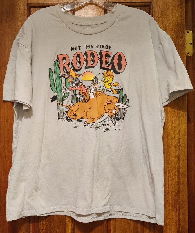LOONEY TUNES Bugs Bunny Tweety Bird Cactus Sun "Not My First Rodeo" Shirt XXL