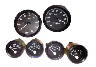 Smiths Kit - Elec Temp Öl Kraftstoff Volt Messgeräte Tacho180-0 MPH Tacho0-80...