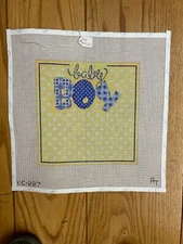 HANDPAINTED NEEDLEPONIT CANVAS-BABY BOY SAMPLER COUNT 13  ASSOCIATE TALENT