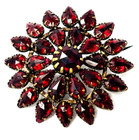 Garnet/Glass Brooch Pin Prong Set Antique Bohemian Czech Republic Red