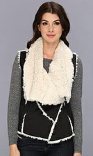 GILET SHERPA NUOVO CON ETICHETTE SAM EDELMAN PELLICCIA SINTETICA NERO BIANCO LUSSO LUSSO MORBIDO XS