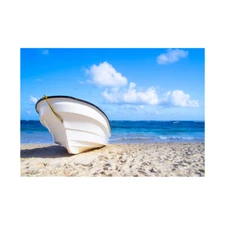Tropical Beach Shore Boat Sunny Art Picture Framed Wall Art Print