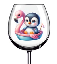 12x Watercolor Flamingo Boat Penguin Wine Glass Bottle Van Vinyl Sticker Decal
