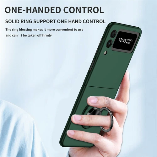 For-Samsung Galaxy Z Flip 4 3 5G Slim Matte Hard Case with Ring+Screen Protector - Picture 75 of 94