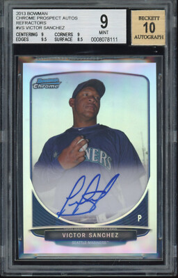 Topps 2013 Bowman Victor Sanchez #BCP-VS Chrome Prospects Autograph BGS GRADED 9