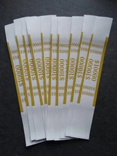 10 Mustard $10,000 Cash Money Self-Sealing Straps Currency Bands