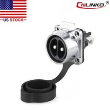 CNLINKO 2 Pin 50A Power Connector Male Socket Panel Mount Waterproof IP67