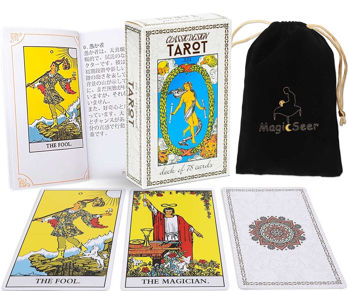 MagicSeer Classic 78 Tarot Cards Set with Guidebook and Velvet Bag