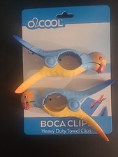 O2COOL Set of 2 Parrot Boca Clips Beach Towel Holders NEW IN PKG