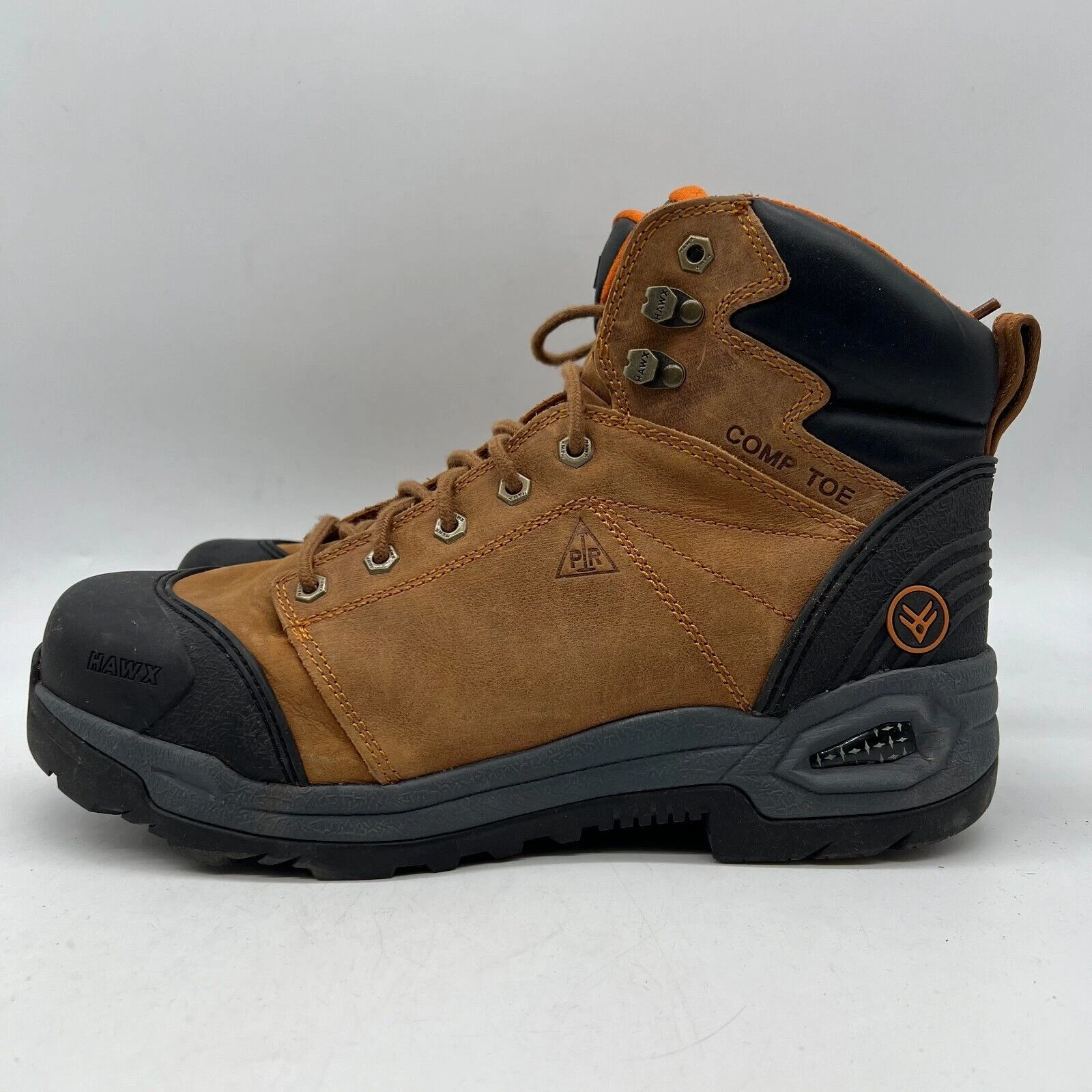 Hawx WLTT-2 Men's Brown Black Leather Round Toe Lace-Up Ankle Work Boots Size 13