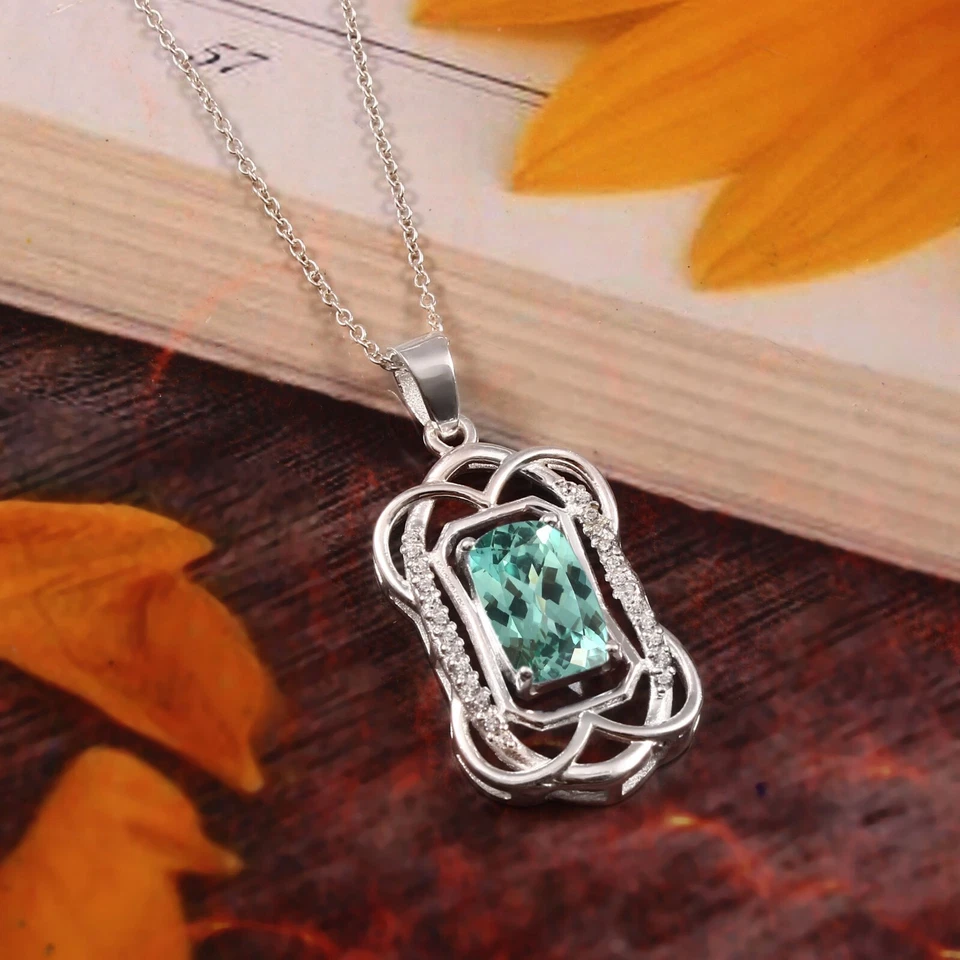 Bel Spinello Verde Di Ceylon A Cuscino In Argento Sterling 925 Gioiello Pendant - Immagine 3 di 4