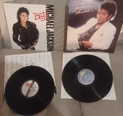 2 x Michael Jackson LPs Bad / Thriller early Press Vinyl Job Lot VG+ both A3/B8