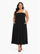 Plus Size 2X Black & White Midi Dress Sleeveless Pockets NWT Elegant