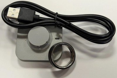 Oura Activity Tracker Smart Ring Stealth Size 14 w/Charging Dock, USB Cable