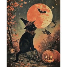 Halloween Black Cat Paint by Numbers Kit for Adults 16x20 Inch