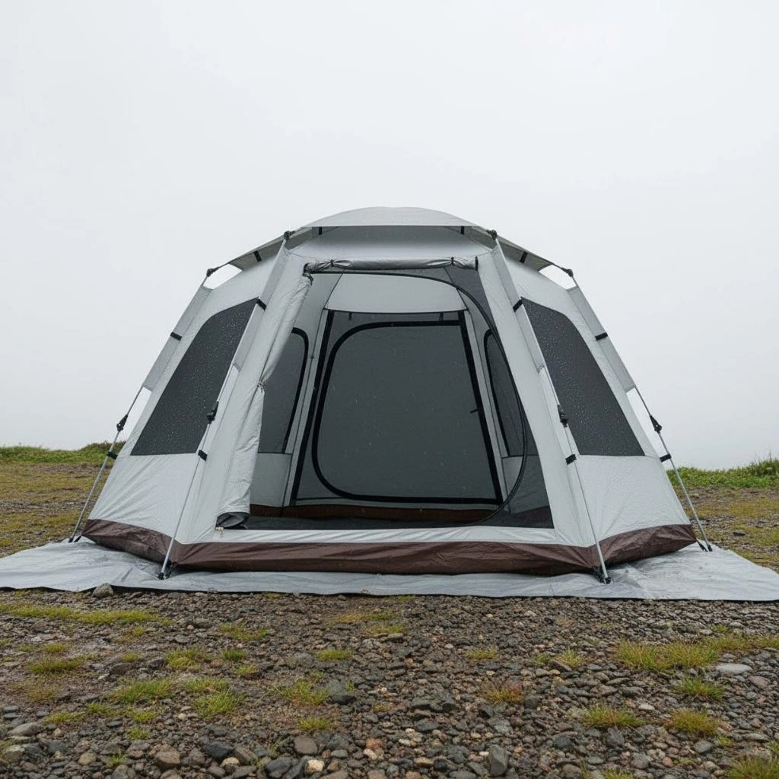 Hexagon Camping Tent Thickened Material Automatic Camping Tent Mesh Door