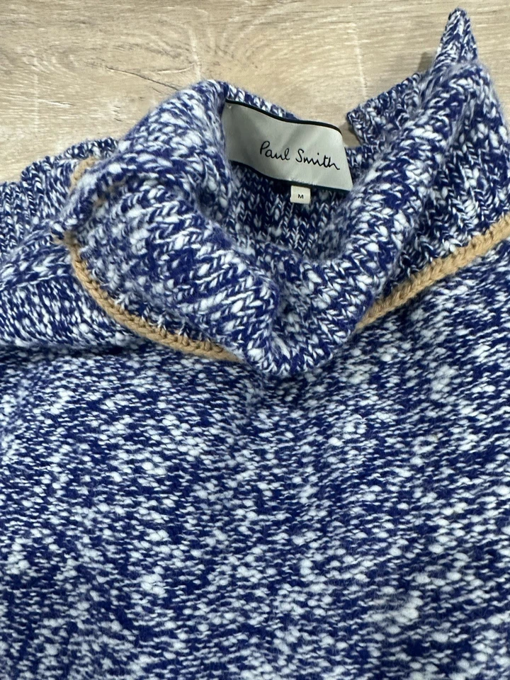 Paul Smith Blue White High Neck Long Sleeve Sweater Size Medium - Image 4 of 4