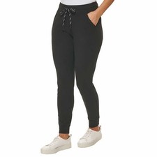 Marc New York Ladies Ribbed Drawstring Fleece Jogger  Black  Size Small