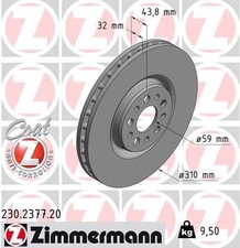 2x ZIMMERMANN Bremsscheibe 230.2377.20 für CITROËN FIAT LANCIA PEUGEOT