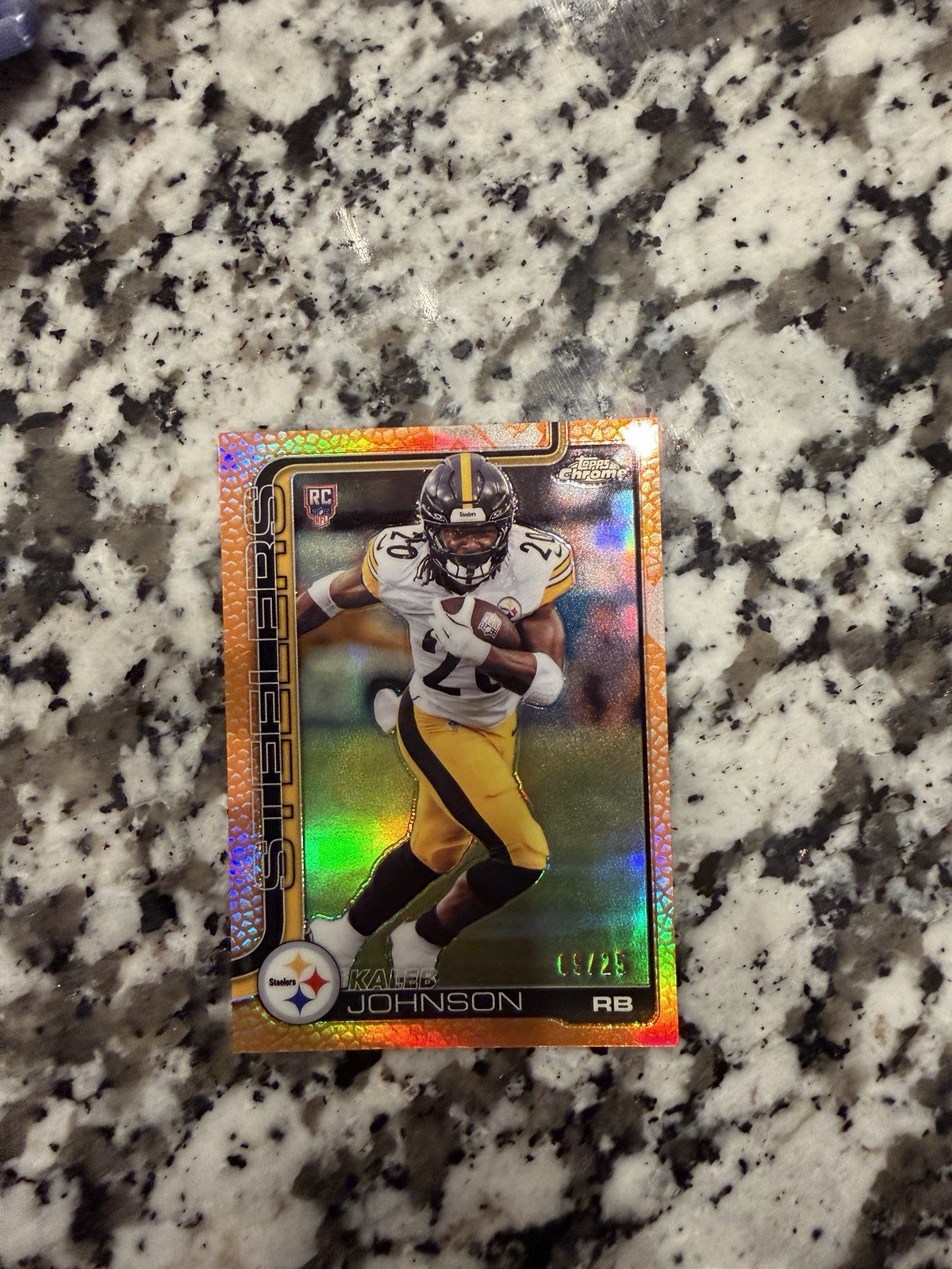 2025 Topps Chrome - Kaleb Johnson (RC) Steelers-Orange Football Refractor /25