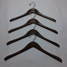 Vintage Setwell 18 Dark Wood Suit Hangers Set of 4 MCM Made In USA Heavy Duty