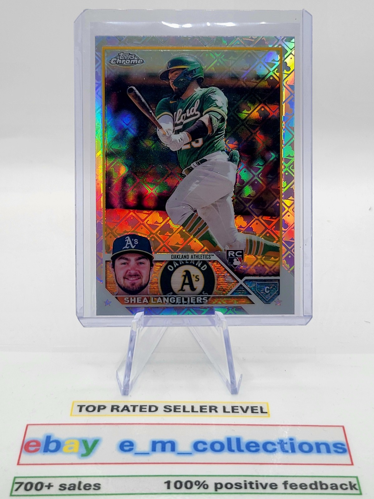 SHEA LANGELIERS 2023 Topps Chrome LOGO Refractor ROOKIE Card #175 Athletics