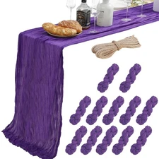 12 Pack 10 Ft Dark Purple Cheesecloth Table Runner Gauze Cheese Cloth for Bri...