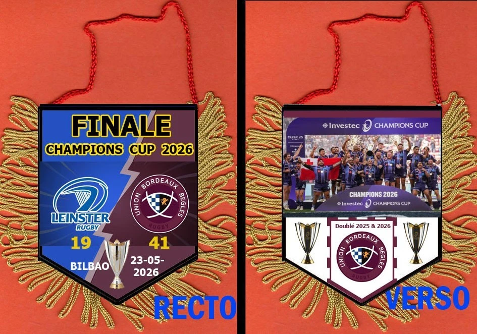 fanion rugby FINALE Champions cup 2026  UBB BORDEAUX BEGLES VS LEINSTER - Photo 1/1