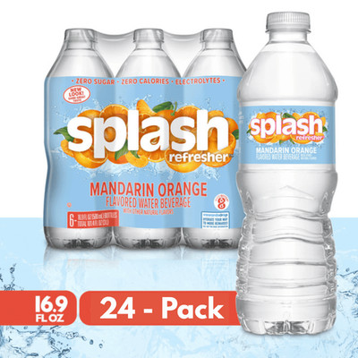 SPLASH Refresher Mandarin Orange Flavored Water, 16.9 fl oz Bottles, 24 Pack
