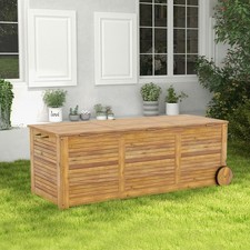 Outdoor Storage Box 180L Acacia Wooden Patio Storage Deck Box